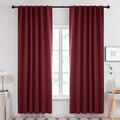 Deconovo Rod Pocket and Back Tab Curtains Thermal Insulated Window Draperies Blackout Drapes for Sunroom 52Wx95L Inch Burgundy Red 2 Panels