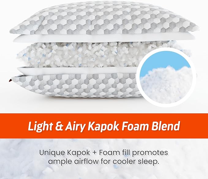 Layla Sleep, Adjustable Fill Kapok Pillow, Luxurious Cooling Pillow, Queen (Single), Supportive for Head, Neck, Fully Adjustable, Natural Material That is Light and Airy. Sleep Better-Kapok Pillows
