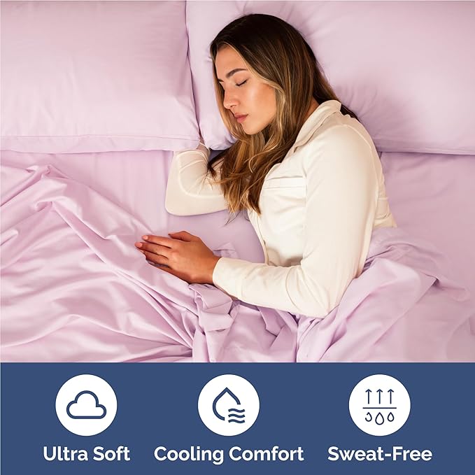 Twin XL 4 Piece Sheet Set - Cooling, Comfy & Breathable - Hotel Luxury Bedding, Includes Fitted Sheet for Women, Men, Kids & Teens - 1 Flat, 1 Fitted Sheet, 2 Pillowcases w/Deep Pockets - Light Pink