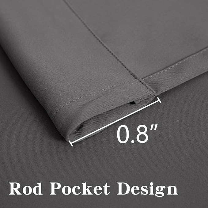 Blackout Curtains 84 Inch Length 2 Panels Set, Black Out Curtains for Bedroom 84 Inch Long, Rod Pocket Energy Saving Room Darkening Drapes for Living Room Window Light Grey(W52 x L84)