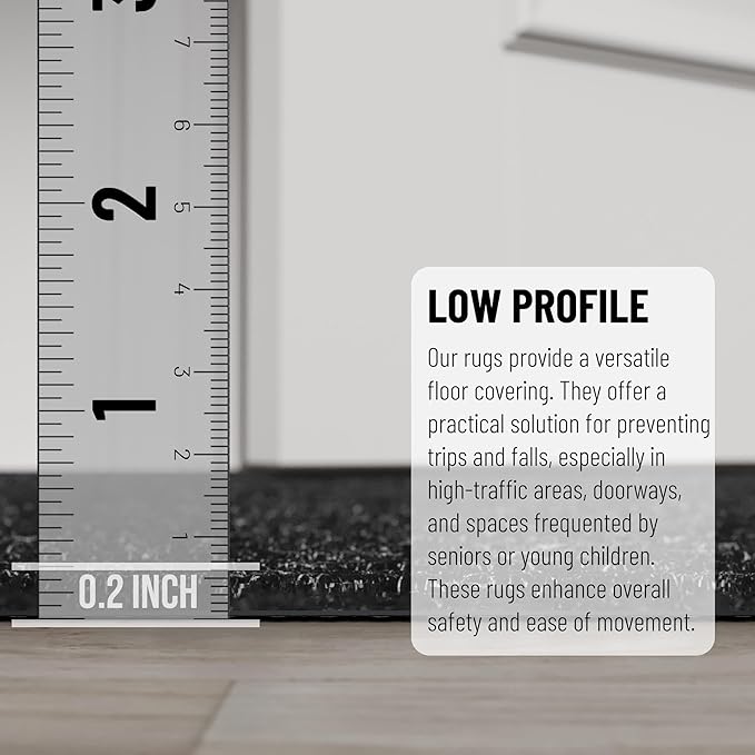 Ottomanson 2'7" x 55' Hallway Runner with Scraper Pile - Extra Durable Non-Slip Rug Mat for Indoor & Outdoor Use - Ideal for Kitchen, Entryway & Garage - High-Traffic Carpet, Black