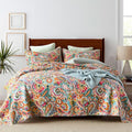 Cotton Bedspread Quilt Sets, Reversible Bedding Coverlet Sets Comforter, Gorgeous Red Floral Paisley Bedspread, Queen Size