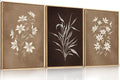 LHIUEM Large Vintage Neutral Botanical Framed Wall Art Set,Brown and Black Flower Wall Decor,Nature Wildflower Artwork,Rustic Plant Floral Art Prints for Living Room,Bedroom,Farmhouse - 16"x24"x3