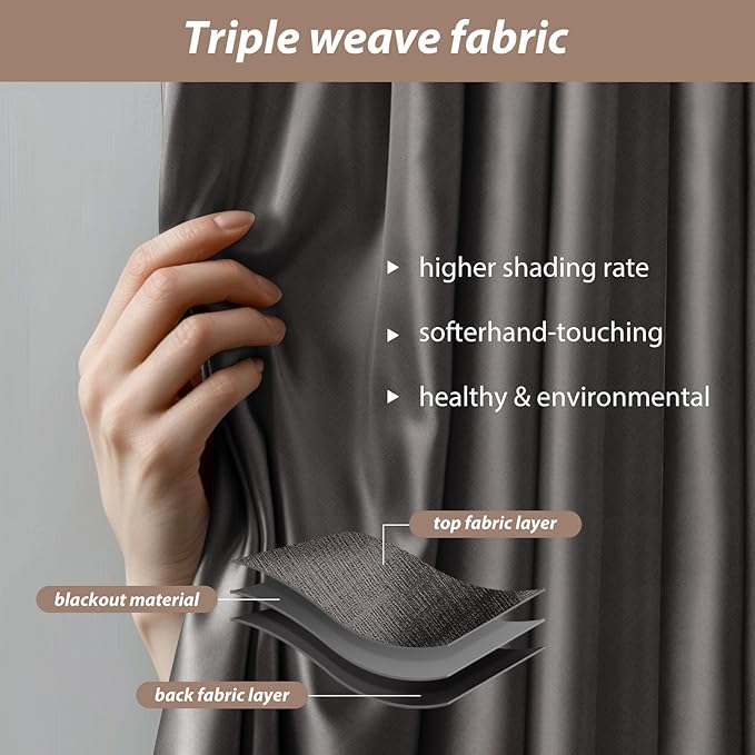 Room Divider Curtains with Ceiling Curtain Track Set Window Curtain for Bedroom,Living Room Total Blackout Thermal Insulated Privacy Ceiling Track Curtain W 9 × H 8 FT Grey drape&Black track