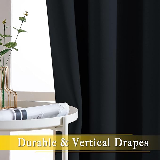 NICETOWN Blackout Curtain for Sliding Door, Patio Door Curtains, Thermal Insulated Wide Drapes/Draperies for Bedroom (Black, 80 by 84 inches)