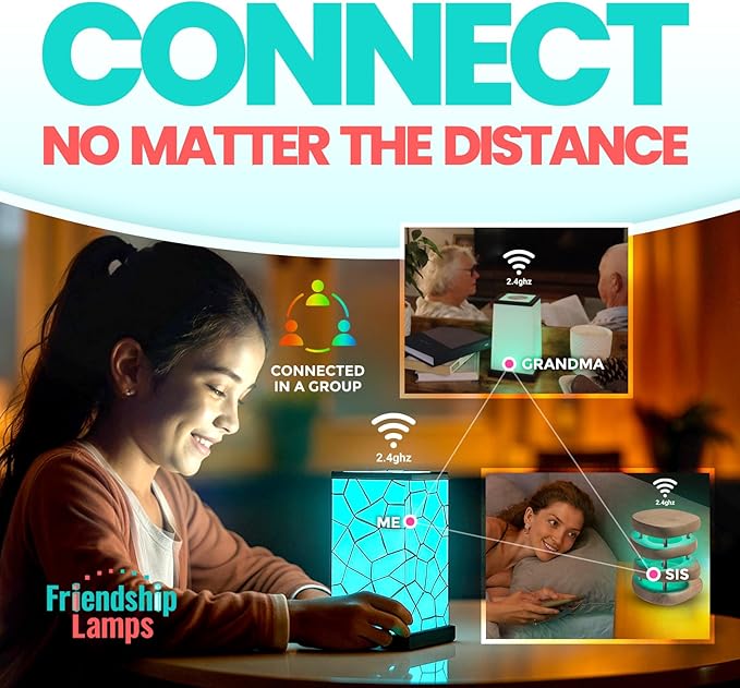 Friendship Lamp® by Filimin Classic - Best Friend Lamps Wi-Fi Touch Lamp LED Light for Long-Distance, Connection, Relationship, Friendship, Gifts, Love, 200+ Colors, App Setup - Set of 3