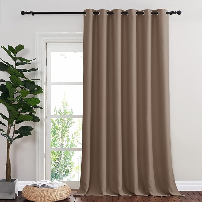NICETOWN Blackout Blinds for Patio Door, Sliding Door Insulated Blackout Curtains, Extra Wide Curtain with Grommet Top for Villa/Hall/Parlor (Cappuccino, 1 Panel, 80” W x 108“ L)