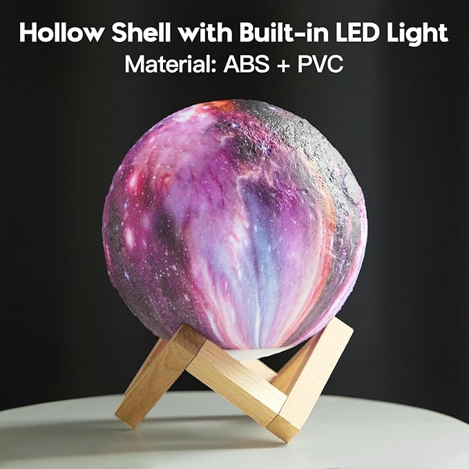 BRIGHTWORLD Moon Lamp Galaxy Lamp 5.9 inch 16 Colors LED 3D Moon Light, Remote & Touch Control Moon Night Light Christmas Gifts for Girls Boys Kids Women Birthday（Wooden Base）