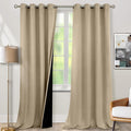 BGment Thermal Insulated 100% Blackout Curtains for Bedroom with Black Liner, Double Layer Full Room Darkening Noise Reducing Grommet Curtain (52 x 90 Inch, Sand, 2 Panels)