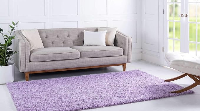 Unique Loom Solid Shag Collection Area Rug (8' x 11' Rectangle, Lilac)