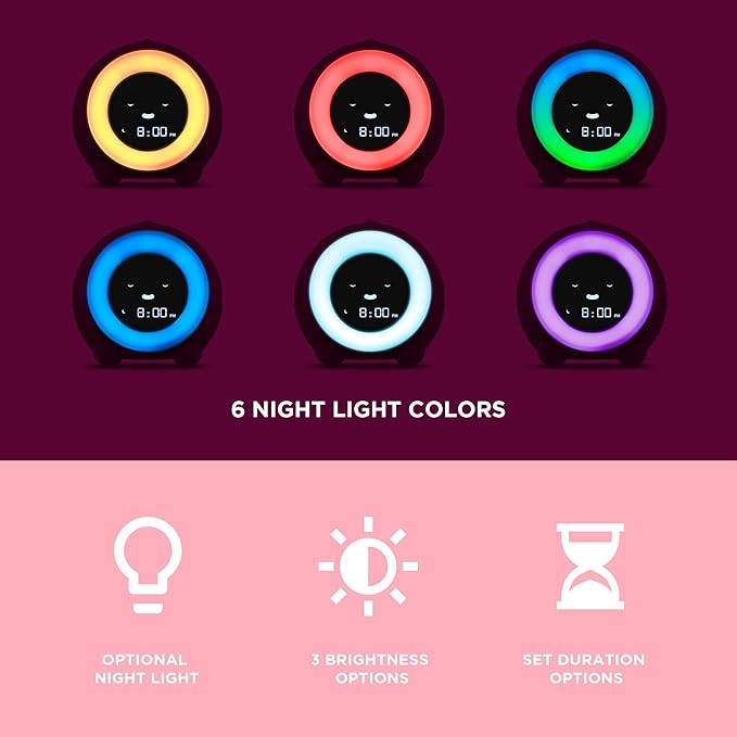 LittleHippo Mella: Kids Alarm Clock, Ready to Rise Children's Sleep Trainer, Night Light, Sound Machine and OK to Wake for Toddlers and Kids - Blush Pink (Updated 2025)