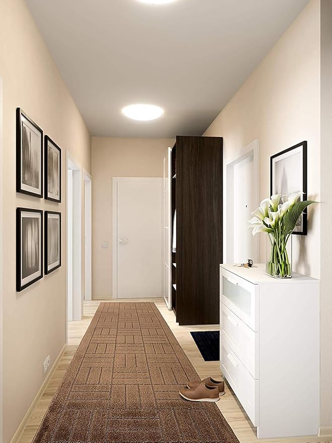 Custom Length Hallway Runner Rug,Slip Resistant,Bricks Brown, 26 Inch X 6 feet, Sold and Priced Per Foot