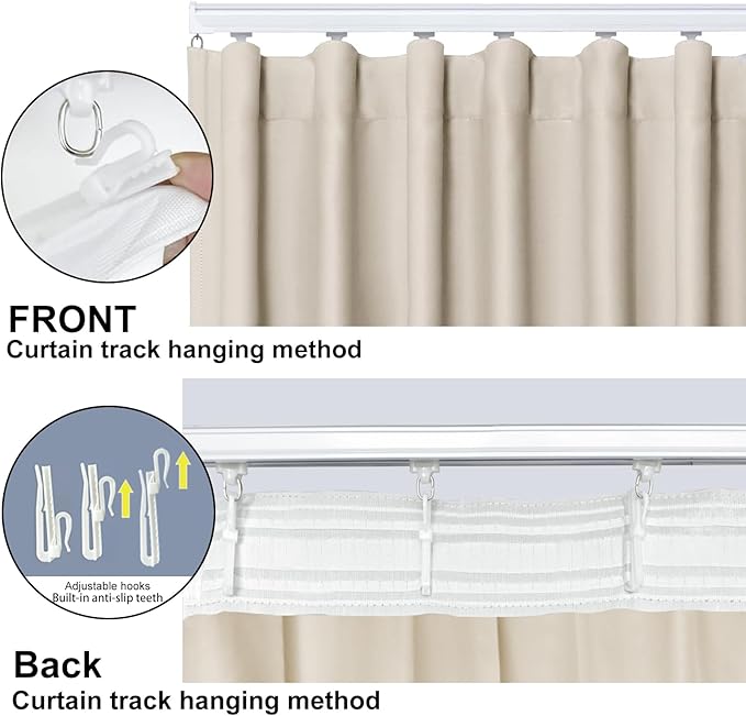 Room Divider Blackout Curtain Track Curtains Wall Dividers Panels Screen for Living Rooms Bedroom Office Privacy Partition Separation, W180 × L96 Inch,1 Panel, Beige
