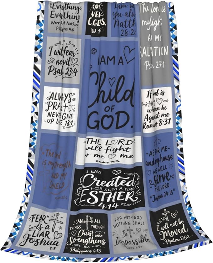 Christian Throw Blanket for Couch, Inspirational Gift for Women, Super Soft Plush Flannel Blanket, 40"x 50" Thoughts and Prayers Blankets for Bedroom Sofa Living Room Decoration