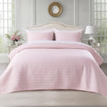 KASENTEX King Quilt Set 104"x90" – Soft Washed 3-Layer Lightweight Bedspread, Minimalist Nordic Design, All-Season Spring & Summer Quilt Set (1 Quilt + 2 Pillow Shams), Pink
