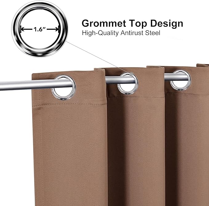 ChrisDowa Blackout Curtains 78 inches Long for Bedroom - 2 Panels Set Grommet Thermal Insulated Room Darkening Curtains for Living Room (Cappuccino, 42 x 78 Inch)