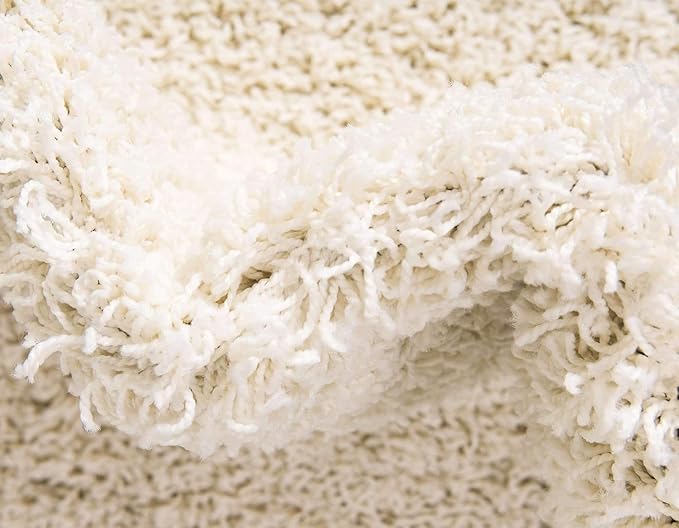 Unique Loom Solid Shag Collection Area Rug (2' 6" x 13' 1" Runner, Pure Ivory)