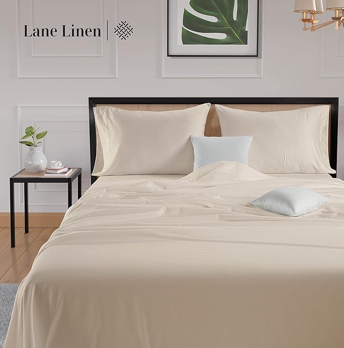 LANE LINEN 600 Thread Count Twin XL Sheets Set - 100% Cotton Bed Sheets Set Twin XL Size - Fully Elasticized Machine wash Sheets Set Twin XL Size, Deep Pocket Bedding Sheets & Pillowcases Set - Ivory