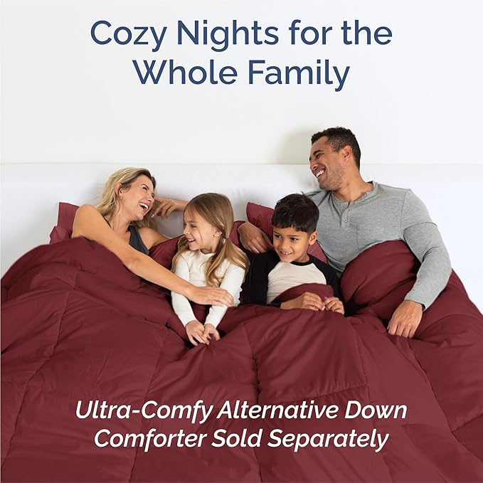 Split King 7 Piece Sheet Set - Cooling & Breathable - Hotel Luxury Bedding, Includes Fitted Sheets for Women, Men, Kids & Teens - 1 Flat, 2 Fitted Sheets, 4 Pillowcases with Deep Pockets - Burgundy