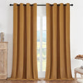 Joydeco Mustard Yellow 100% Blackout Curtains 96 Inch 2 Panels, Luxury Thermal Yellow Velvet Curtains for Bedroom Living Room, Soundproof Blackout Window Drapes, Grommet Top (52W x 96L)