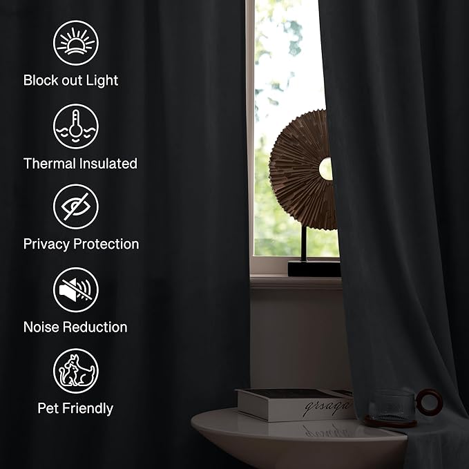StangH Grey Curtains 108 inches Extra Long Light Blocking Door Curtains Soft Velvet Bedroom Window Curtain Panels for Villa/Hospital/Office, W52 x L108, 2 Panels