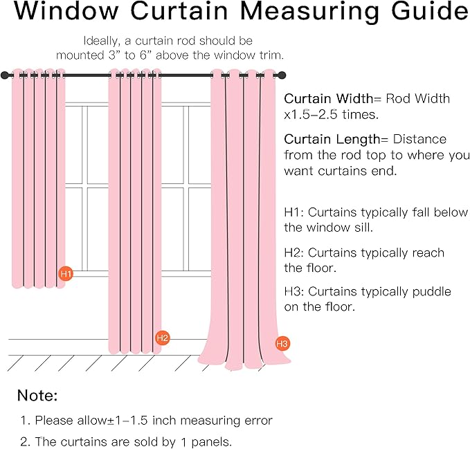 XiDi Pink Curtains for Bedroom, Girls Room Blackout Curtains, Kids Room Darkening Curtains, Light Pink Decor, 1 Panel Light Pink/52/84/1