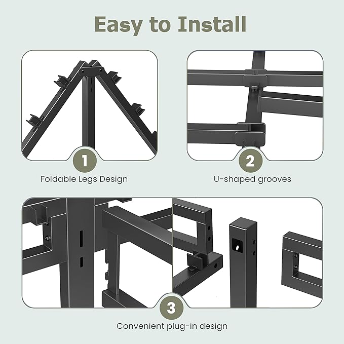 NKZ Twin XL Bed Frame 14 Inch, Metal Bed Frame & Box Spring 2 in 1 Platform with Round Corner Legs, 4000lbs Weight Capacity Reinforced Metal Frame, Headboard Hole, Noise-Free, Easy Assembly