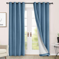 Macochico Thermal Blackout Chenille Curtains 100% Blackout Window Draperies for Living Room Bedroom Auditorium Banquet Hotel Ashtray Blue Curtains with Tieback Classic Home Decor 72" Wx102 L 1 Panel