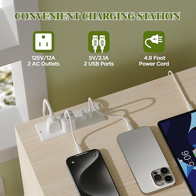 Fluted Night Stand Set of 2 with USB Charging Station, 3-Drawer Dresser Wood Modern Night Stand Bedside Table with Quiet Drawers & Large Storage End Table for Bedroom