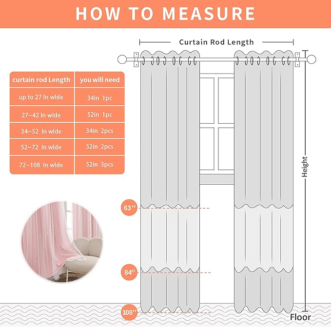 XiDi Light Pink Curtains for Bedroom, Girls Room Blackout Curtains, Kids Room Darkening Curtains Decor, 1 Panel 34/63/1