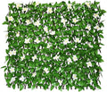 GLANT Expandable Fence Privacy Screen for Balcony Patio Outdoor,Decorative Faux Ivy Fencing Panel,Artificial Hedges (Single Sided Leaves) (4, Green-Flowers)
