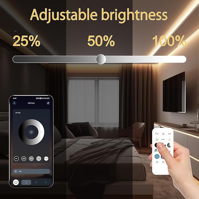9.84ft Smart COB LED Strip Lights, 24V Warm White 2700K Dimmable LED Light Strips, High Bright LED tape light with Power Supply and app Control LED lights for TV,mirror, Kitchen Cabinet, Shelf