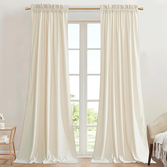 StangH Ivory White Velvet Curtains 42 x 84 inches Bedroom Elegant Home Decor Light Reducing Privacy Window Panels for Wedding/Living Room/Patio/Laundry, W42 x L84, 2 Panels