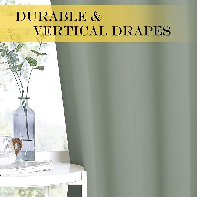 NICETOWN Blackout Room Divider Curtains for Sliding Glass Doors 102 Inches Long 1 Panel, Extra Wide Curtains for Doorway Patio Bedroom Living Room (Sage Green, 80Wx102L, 1 Panel)