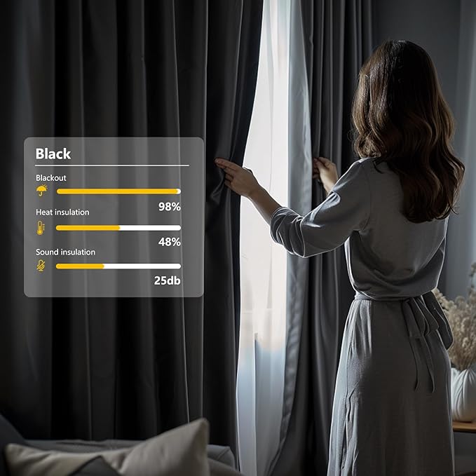 Room Divider Curtains, Blackout Ceiling Track Curtains with Hooks Wall Dividers for Bedroom Living Room Separation Office Privacy Partition, Noise Reduction, W100 × L84 Inch,1 Panel, Black