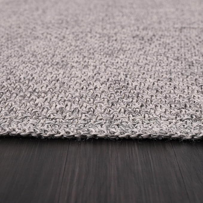 Easy Jute Rug 6x9 Indoor Outdoor Natural Rugs Solid Fiber Rug Woven Area Rug Boho Easy Clean Inside Carpet for Living Room Bedroom Dining Room Hallway or Outdoor Patio Porch (6 X 9 Silver)