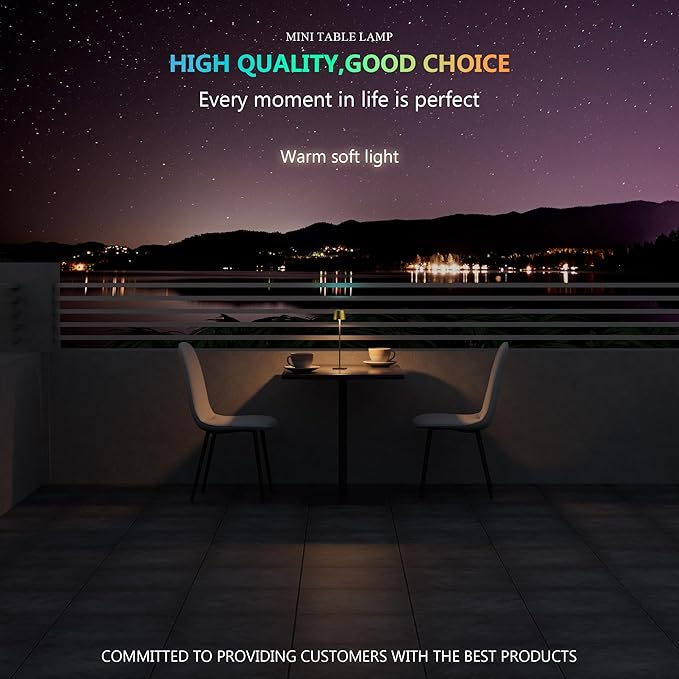 Modern LED Color-Changing Cordless Table lamp, 7 Colors, metal Shade, Touch control with sleep mode for Restaurant, Bedroom, Outdoor Camping, Night Light, Rechargeable (Antique Brass&Black 1 PACK)