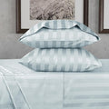 URBANHUT 800 Thread Count 100% Cotton Damask Twin Size Sheets, 4 Piece Striped Twin Size Bedsheets, Luxury Hotel Sheets Sateen Weave - Better Than Egyptian, 14" Elasticized Deep Pocket- Light Blue