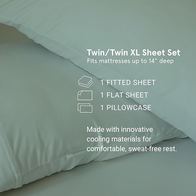 SHEEX - Original Performance Sheets Set (Twin/Twin XL) Navy - Cooling Sheets - Moisture Wicking - 1 Flat Cooling Sheet, 1 Fitted Cooling Sheet, 1 Pillow Cover - Wrinkle Free - Sleep Aid
