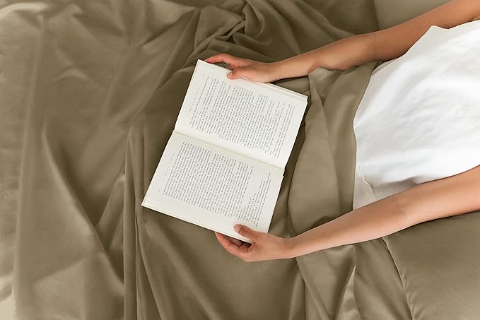 Twin 4 Piece Sheet Set - Cooling, Comfy & Breathable - Hotel Luxury Bedding, Includes Fitted Sheet for Women, Men, Kids and Teens - 1 Flat, 1 Fitted Sheet, 2 Pillowcases with Deep Pockets - Khaki