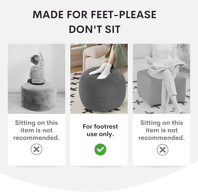 MeMoreCool Stuffed Round Pouf Ottoman Foot Rest, Floor Pouf Foot Stool with Soft Foam Chunk Filling, Round Small Ottoman Footstool Circle Footrest for Couch Living Room, Corduroy Black