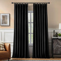 Pinch Pleated 100% Blackout Curtains for Bedroom, Black Velvet Curtains for Living Room, Black Out Curtain 108 inch Long Room Darkening, Blackout Pinch Pleat Drapes with Hooks 2 Panels