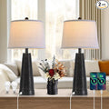 Terpsichore Nightstand Lamp Bedside Lamps Set of 2 Desk Lamp Vintage Rustic Farmhouse Table Lamp 3 Way Dimmable Light,Bulb*2,USB A+C Port (Black with Gold, High 27 Inch)