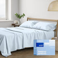 THREAD SPREAD Cotton Full Size Sheet Sets - 400 Thread Count 4 PC 100% Cotton Bed Sheets, 16” Deep Pocket Full Size Sheets Cotton, Extra Soft, Cooling Full Sheet Set, Luxury Hotel Sheets (Light Blue)