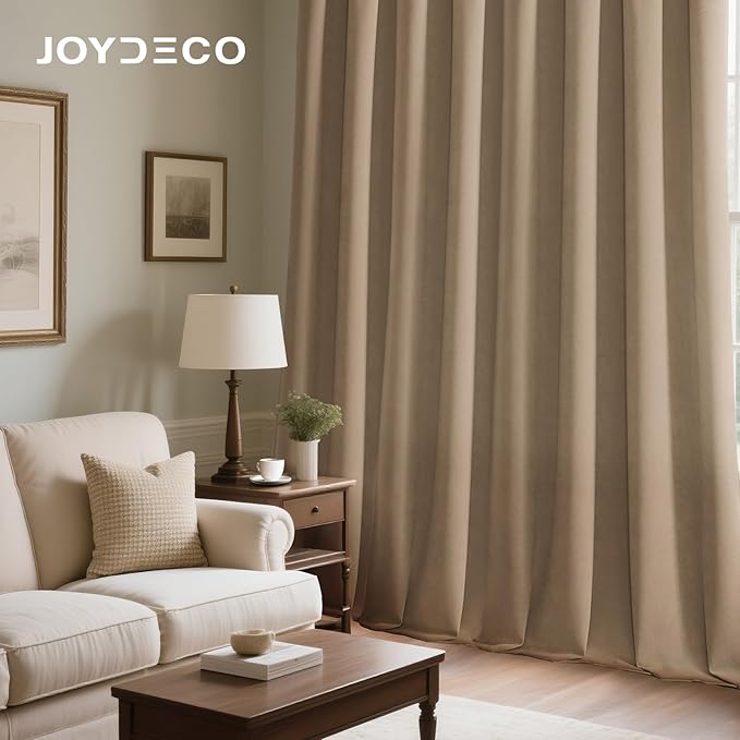 Joydeco Toffee Brown Velvet Curtains 84 Inches 2 Panels, Luxury Thermal Insulated Soft Brown Curtains for Bedroom & Living Room, Room Darkening Velvet Drapes, Rod Pocket (52W x 84L)