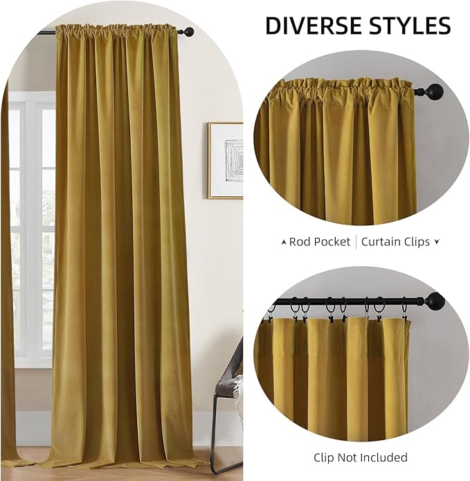 Joydeco Customized Curtains, Super Soft Velvet Curtains for Bedroom and Living Room, Heavy Duty Luxury Thermal Insulated Golden Brown Velvet Curtains Rod Pocket 1 Panel, Custom Size