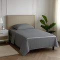 Carressa Linen Luxury Egyptian Cotton Twin Stripe Sheet Set - 600 Thread Count Extra Long Staple 3 PC Set, Twin Damask Sheet, Soft, Cooling Sateen Weave Striped Sheets Upto 18" Deep Pocket - Dark Grey