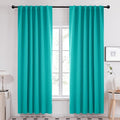 Deconovo Solid Back Tab and Rod Pocket Room Darkening Shades Insulated Thermal Window Coverings Blackout Curtains for Sliding Glass Door 52Wx95L Inch Turquoise Set of 2