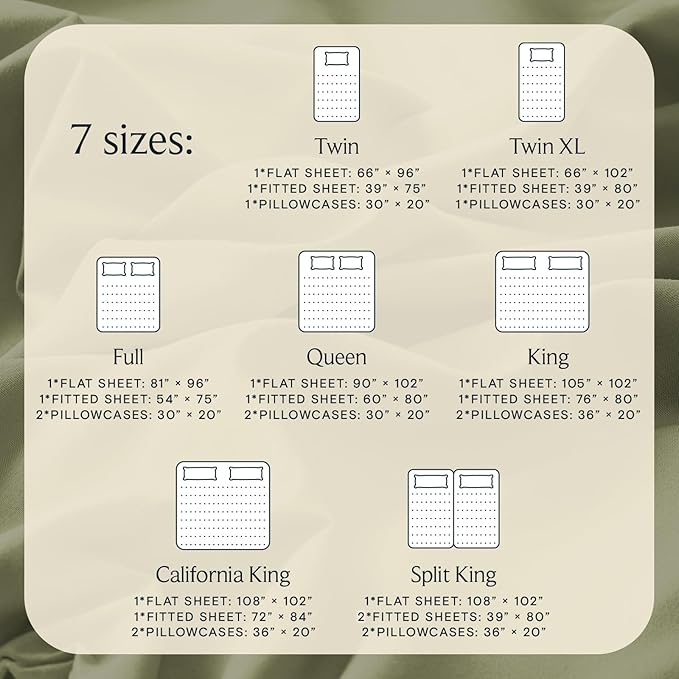 LuxClub 4 PC King Sheet Set, Deep Pockets Wrinkle Free Cooling Bed Sheets Hotel Bedding for Women, Men, Includes 1 Fitted Sheet, 1 Flat Sheet and 2 Pillowcases-Soft Olive