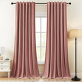 Velvet Curtains 108 Inches Long for Girls Room, Luxury Room Darkening Thermal Insulated Dusty Rose Pink Velvet Curtain Privacy Drapes for Living Room, Back Tab Rod Pocket, W52 x L108, 2 Panels